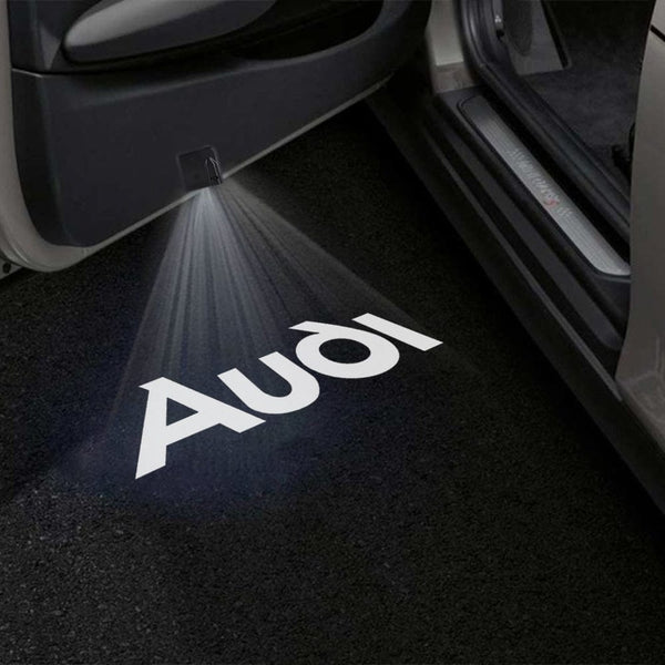 Audi Audi Universal Door Stick On Puddle Lights Multiple Designs Audi Logo 7 - 1 Pair 2 Doors