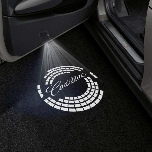 CADILLAC Cadillac BLS Door Stick On Puddle Lights Multiple Designs 2005-2010 Cadillac Logo 3 - 1 Set - 2 Doors