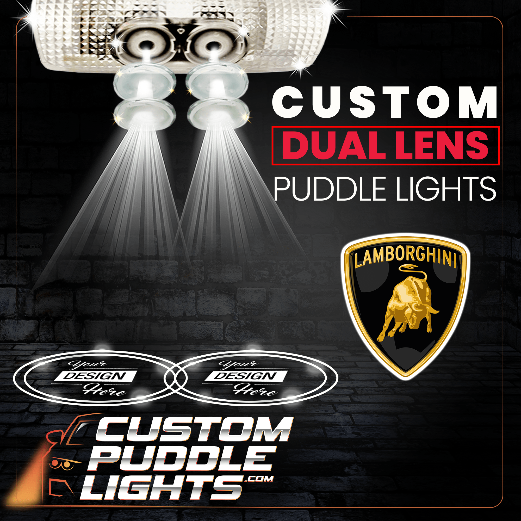 Custom Dual Lens LED Courtesy Door Projector Puddle Lights for Lamborg Custom Dual Lens LED Courtesy Door Projector Puddle Lights for Lamborg