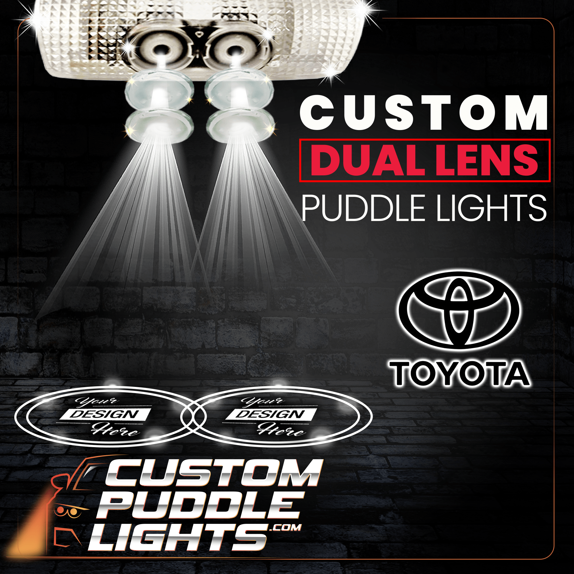 Custom Dual Lens LED Courtesy Door Projector Puddle Lights for Toyota Custom Dual Lens LED Courtesy Door Projector Puddle Lights for Toyota
