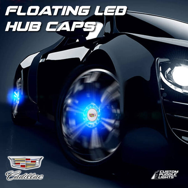 Custom Puddle Lights Premium LED Floating Wheel Logo Hub Caps Multiple Design for Cadillac