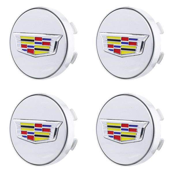 Custom Puddle Lights Premium LED Floating Wheel Logo Hub Caps Multiple Design for Cadillac Cadillac Silver Logo / White / 66 mm