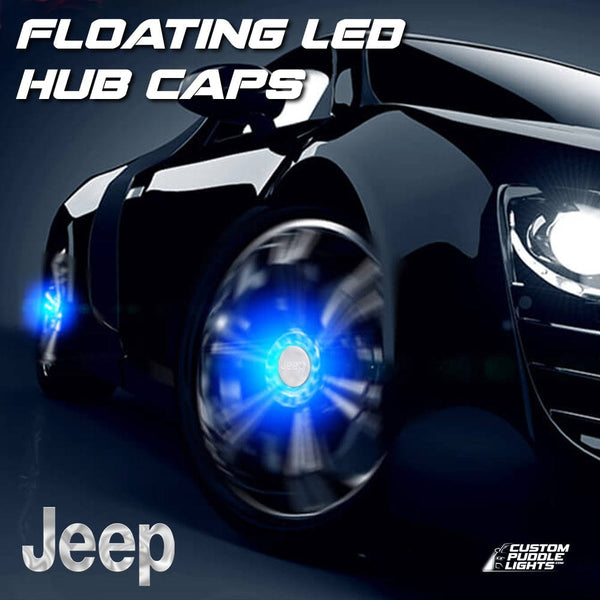 Custom Puddle Lights Premium LED Floating Wheel Logo Hub Caps Multiple Design for Jeep