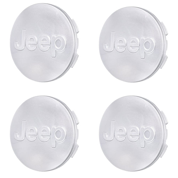 Custom Puddle Lights Premium LED Floating Wheel Logo Hub Caps Multiple Design for Jeep JEEP Silver Logo / White / 60 mm