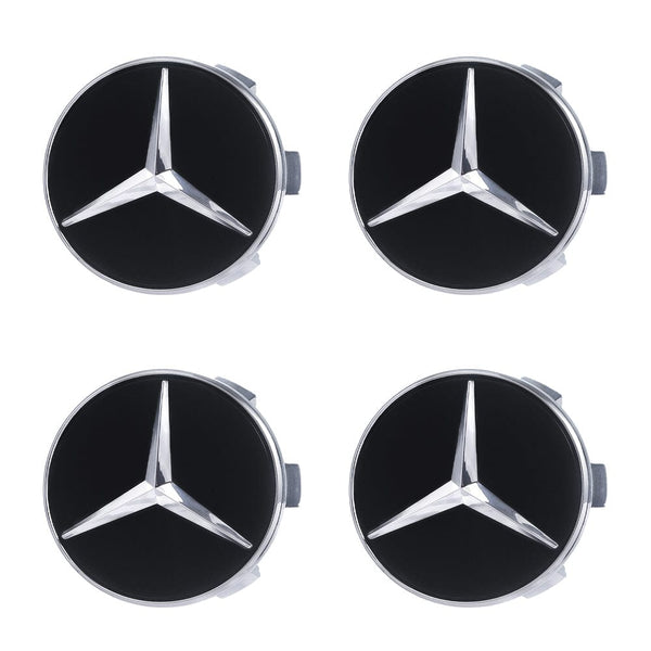 Custom Puddle Lights Premium LED Floating Wheel Logo Hub Caps Multiple Design for Mercedes Benz Mercedes Benz Glossy SurfaceBlack(Small Buckle) / White / 74.5mm