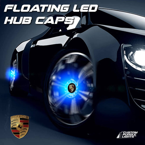 Custom Puddle Lights Premium LED Floating Wheel Logo Hub Caps Multiple Design for Porsche
