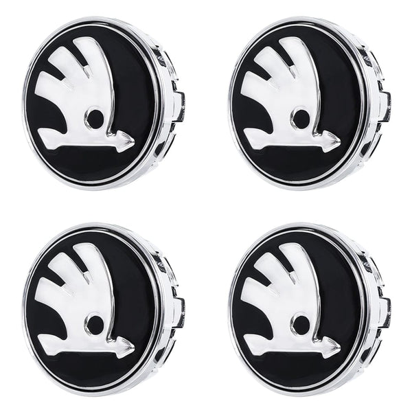Custom Puddle Lights Premium LED Floating Wheel Logo Hub Caps Multiple Design for Skoda Skoda Black Logo / White / 56 mm