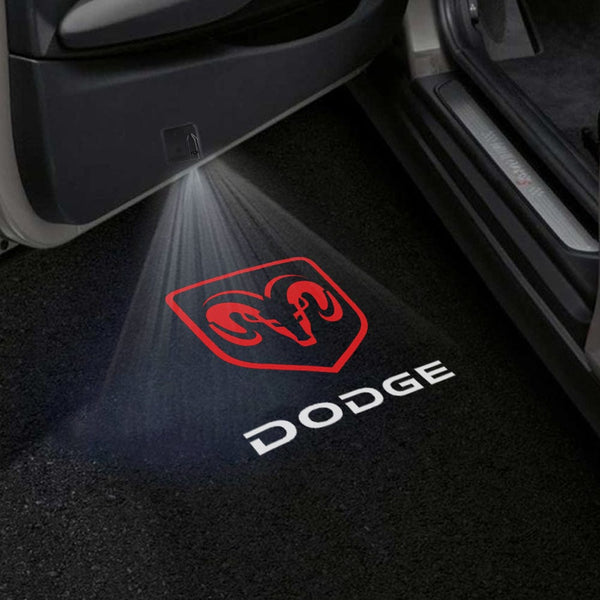Dodge Dodge Universal Door Stick On Puddle Lights Multiple Designs Dodge Logo 1 - 1 Pair 2 Doors