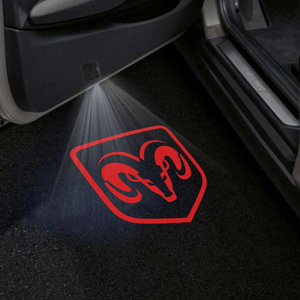 Dodge Dodge Universal Door Stick On Puddle Lights Multiple Designs Dodge Logo 2 - 1 Pair 2 Doors