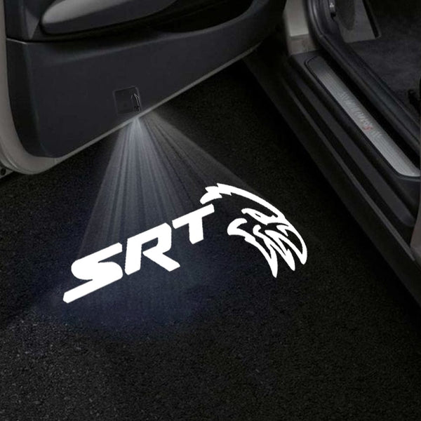 Dodge Dodge Universal Door Stick On Puddle Lights Multiple Designs SRT Hawk Logo - 1 Pair 2 Doors