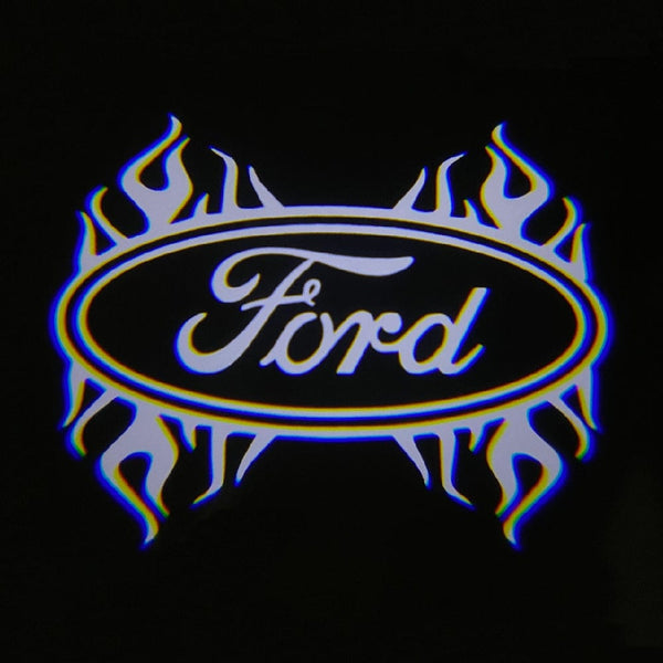 Ford Ford EcoSport Door Stick On Puddle Lights Multiple Designs 2003-2023 Ford Fire White - 1 Set - 2 Doors