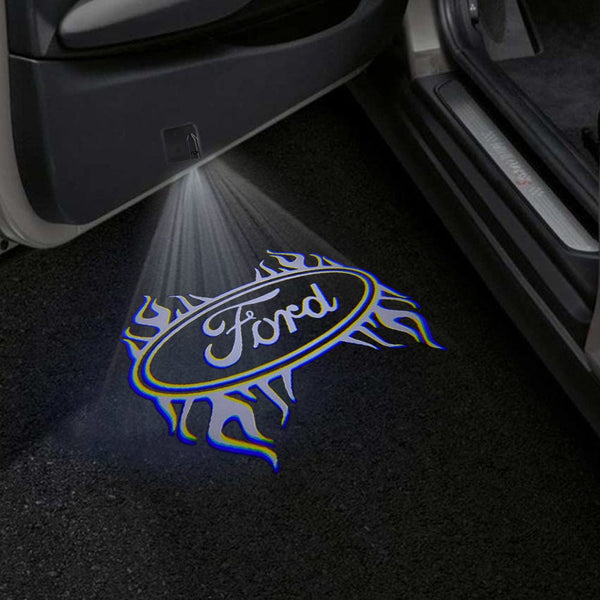 Ford Ford EcoSport Door Stick On Puddle Lights Multiple Designs 2003-2023 Ford Fire White - 1 Set - 2 Doors