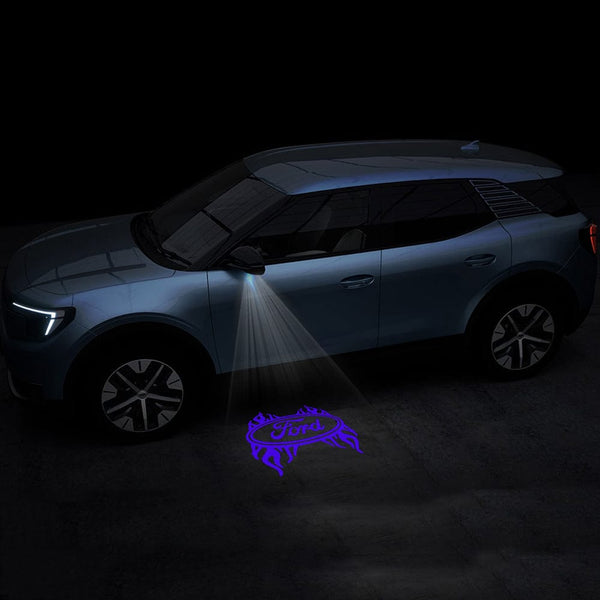 Ford Ford EXPLORER 5th Gen Premium Side Wing Mirror Puddle Lights Multiple Designs 2011-2019 Ford Fire Blue - 1 Set - 2 Lights
