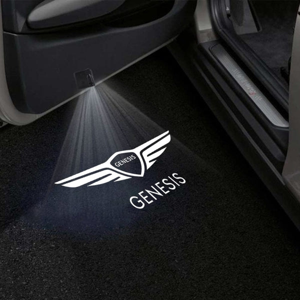 Genesis Genesis G90 Door Stick On Puddle Lights Multiple Designs 2017-2025 Genesis Logo With Genesis Word - 1 Set - 2 Doors