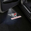 Jeep Chevrolet Corvette Universal Door Stick On Puddle Lights Various Designs Corvette Logo with Red word - 1 Pair 2 Doors