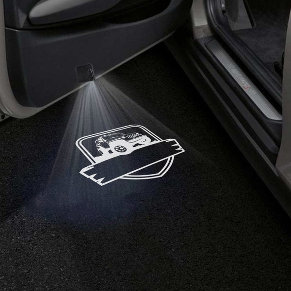 Jeep Jeep Gladiator JT Door Stick On Puddle Lights Multiple Designs 2020-2025 Jeep Logo 6 - 1 Pair 2 Doors