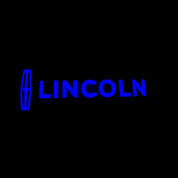Lincoln Lincoln LS Premium Side Wing Mirror Puddle Lights Multiple Designs 2003-2006 Lincoln Logo With Word + Blue