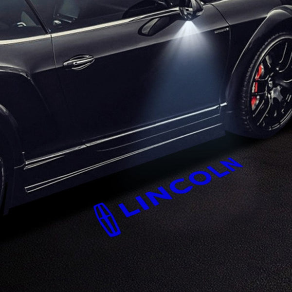 Lincoln Lincoln Navigator 3rd Gen Premium Side Wing Mirror Puddle Lights Multiple Designs 2007-2014 Lincoln Blue Logo With Word - 1 Set - 2 Lights