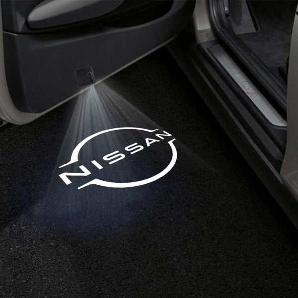 Nissan Nissan Leaf Door Stick On Puddle Lights Multiple Designs 2011-2025 Nissan Logo 2 - 1 Set - 2 Doors
