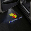 PORSCHE Porsche Universal Door Stick On Puddle Lights Multiple Designs Porsche Logo Crest With Word - 1 Pair - 2 Doors