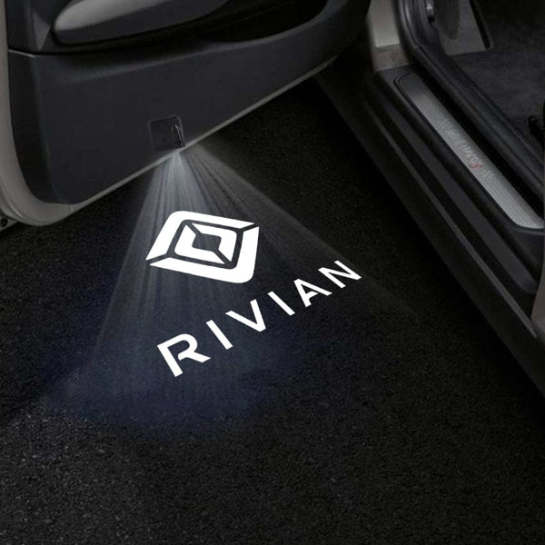 Rivian Rivian R1S Door Stick On Puddle Lights Multiple Designs 2022-2025 Rivian Logo 1 - 1 Set - 2 Doors
