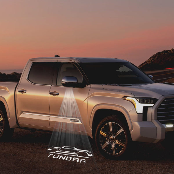 Toyota Toyota Tundra 2nd Gen Platinum Premium Side Wing Mirror Puddle Lights Multiple Designs 2007-2021 TUNDRA Word With Car - 1Pair 2 Side Mirror Lights