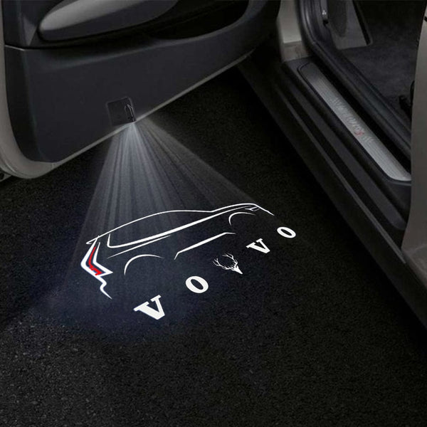 VOLVO Volvo EX40 Door Stick On Puddle Lights Multiple Designs 2018-2025 Volvo Word With Car - 1 Set - 2 Doors