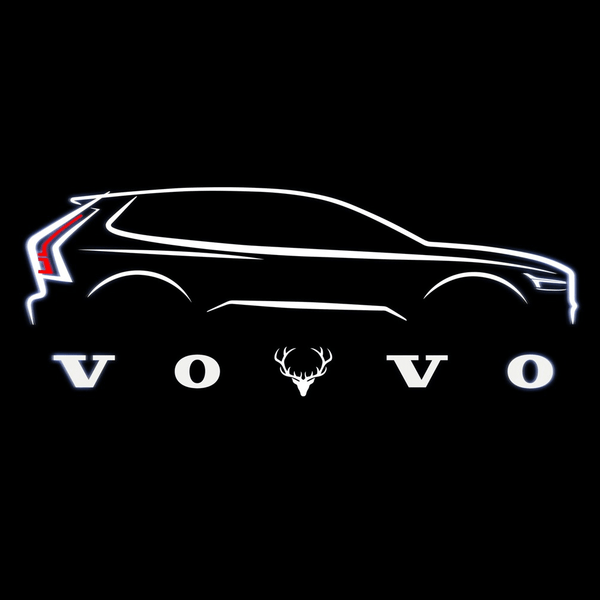 VOLVO Volvo S90 Door Stick On Puddle Lights Multiple Designs 2017-2025 Volvo Word + CAR - 1 Set - 2 Doors