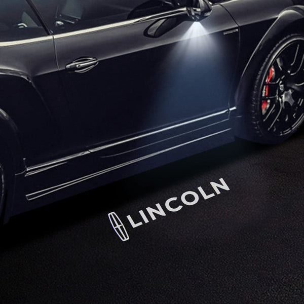 Lincoln White Logo With Word - 1 Pair 2 Side Mirror Lights