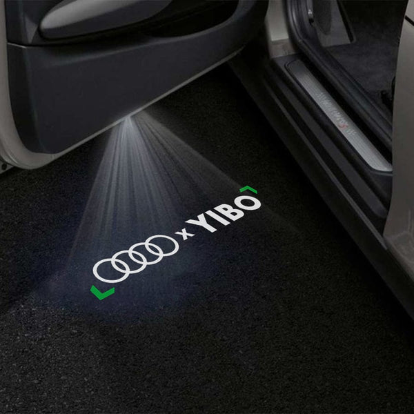 Audi Audi A7 Premium Puddle Lights Multiple Designs 2010-2025 Audi Ring With YIBO Logo - 1 Set - 2 Doors / Audi A7 4G8 2010–2018