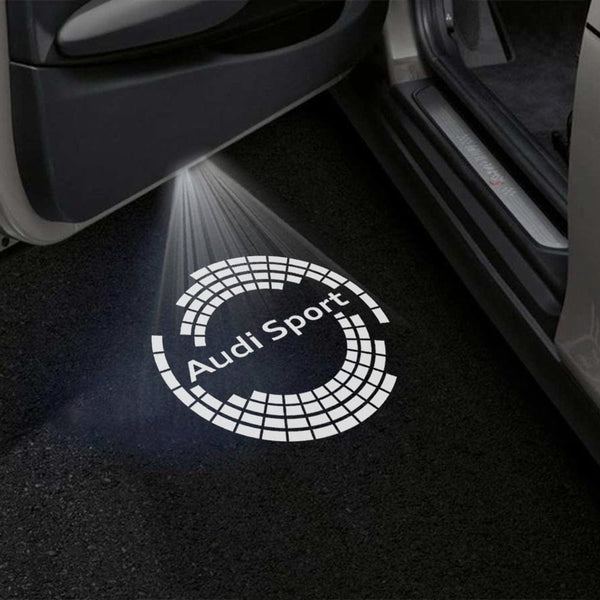 Audi Audi RS e-tron GT Premium Door Puddle Lights Multiple Designs 2020 - 2026 Audi Sport With Dotted Circle - 1 Pair 2 Doors