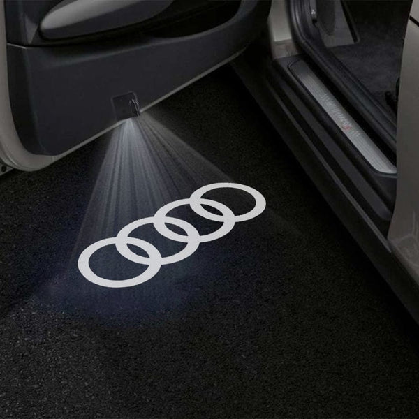 Audi Audi Universal Door Stick On Puddle Lights Multiple Designs Audi Logo 11 - 1 Pair 2 Doors