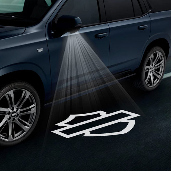 CADILLAC Cadillac IQ Premium Side Wing Mirror Puddle Lights Various Designs 2025-2026 Harley Davidson Motor Cycles Logo 4- 1 Pair 2 Side Mirror Lights