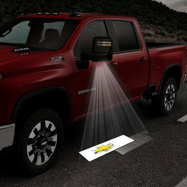 Chevrolet Chevrolet Silverado Premium Side Wing Mirror Puddle Lights Multiple Designs 2014-2025 Chevrolet Logo - 1 Set - 2 Lights / Chevrolet Silverado 1500 3rd Gen - 2014-2019