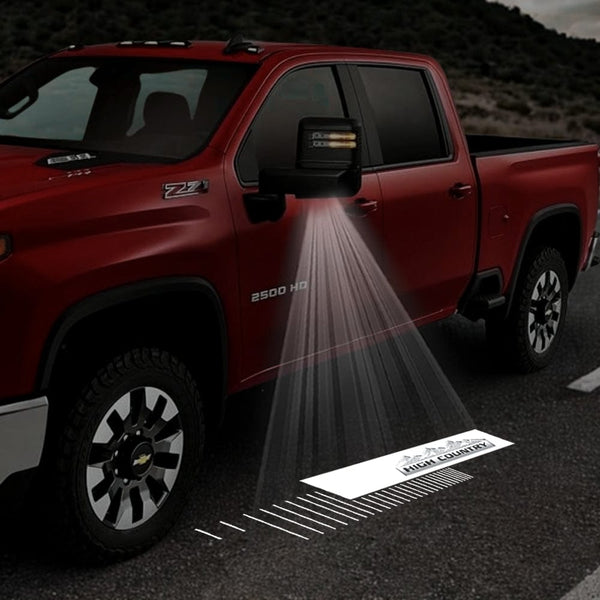 Chevrolet Chevrolet Silverado Premium Side Wing Mirror Puddle Lights Multiple Designs 2014-2025 High country - 1 Set - 2 Lights / Chevrolet Silverado 1500 3rd Gen - 2014-2019