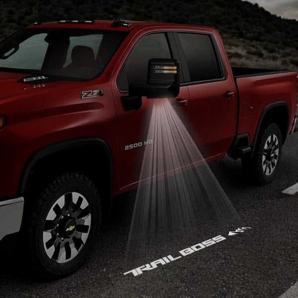 Chevrolet Chevrolet Silverado Premium Side Wing Mirror Puddle Lights Multiple Designs 2014-2025 TRAIL BOSS 1 - 1 Pair 2 Side Mirror Lights / Chevrolet Silverado 1500 3rd Gen - 2014-2019