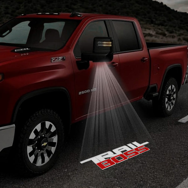 Chevrolet Chevrolet Silverado Premium Side Wing Mirror Puddle Lights Multiple Designs 2014-2025 TRAIL BOSS 2 - 1 Pair 2 Side Mirror Lights / Chevrolet Silverado 1500 3rd Gen - 2014-2019