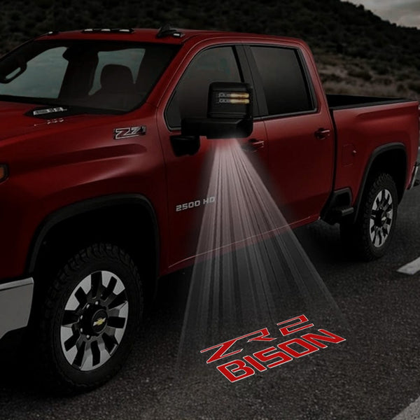 Chevrolet Chevrolet Silverado Premium Side Wing Mirror Puddle Lights Multiple Designs 2014-2025 ZR 2 BISON - 1 Pair 2 Side Mirror Lights / Chevrolet Silverado 1500 3rd Gen - 2014-2019