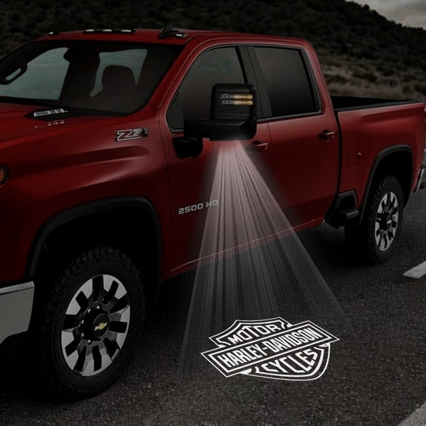 Chevrolet Chevrolet Silverado Premium Side Wing Mirror Puddle Lights Multiple Designs 2014-2026 Motor Harley-Davidson Cycles - 1 Pair 2 Side Mirror Lights / Chevrolet Silverado 1500 3rd Gen - 2014-2019