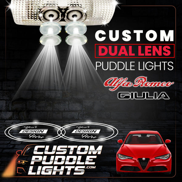Custom Puddle Lights Custom Dual Lens LED Courtesy Door Projector Puddle Lights for Alfa Romeo Giulia 952 2015-2010 Custom Design + 1 Pair - 2 Doors