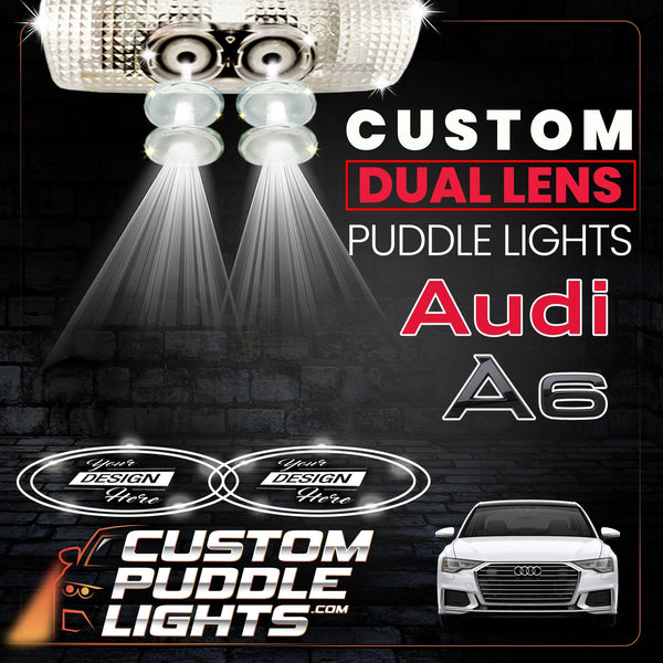 Custom Puddle Lights Custom Dual Lens LED Courtesy Door Projector Puddle Lights for Audi A6 2004-2026 Custom Design + 1 Pair - 2 Doors