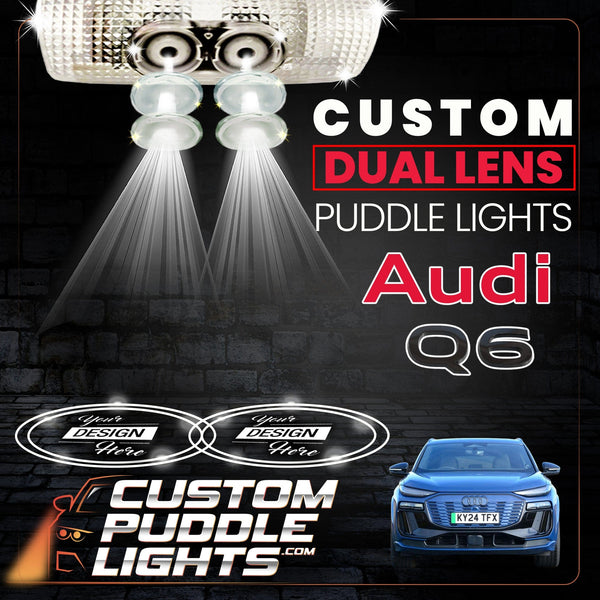 Custom Puddle Lights Custom Dual Lens LED Courtesy Door Projector Puddle Lights for Audi Q6 E-Tron 2024-2026 Custom Design + 1 Pair - 2 Doors
