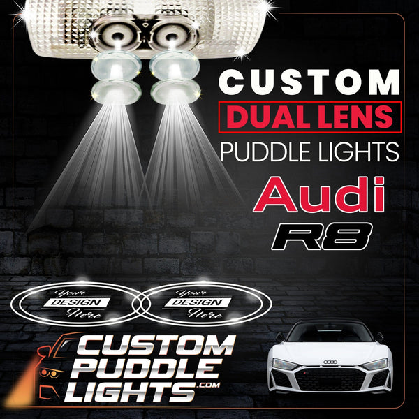 Custom Puddle Lights Custom Dual Lens LED Courtesy Door Projector Puddle Lights for Audi R8 2007-2024 Custom Design + 1 Pair - 2 Doors