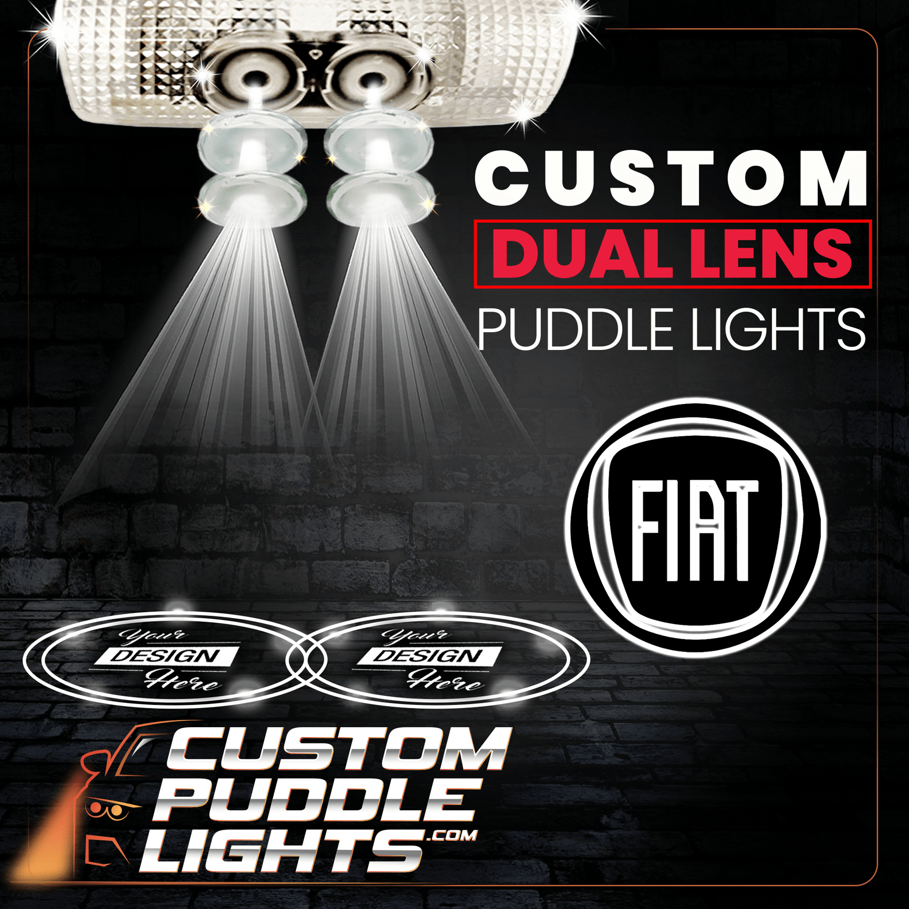 Custom Puddle Custom Dual Lens LED Courtesy Door Projector Puddle Lights for Fiat ...