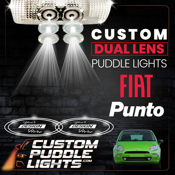 Custom Puddle Lights Custom Dual Lens LED Courtesy Door Projector Puddle Lights for Fiat Punto 2005-2018 Custom Design + 1 Pair - 2 Doors