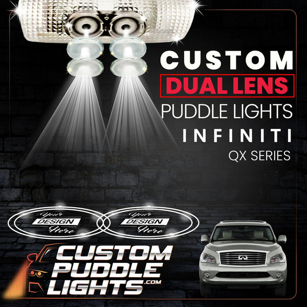 Custom Puddle Lights Custom Dual Lens LED Courtesy Door Projector Puddle Lights for InfinitiQX 2014-2026 Custom Design + 1 Pair - 2 Doors