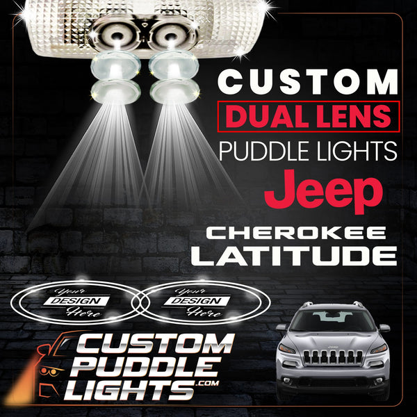 Custom Puddle Lights Custom Dual Lens LED Courtesy Door Projector Puddle Lights for Jeep Cherokee Latitude 2014-2023 Custom Design + 1 Pair - 2 Doors