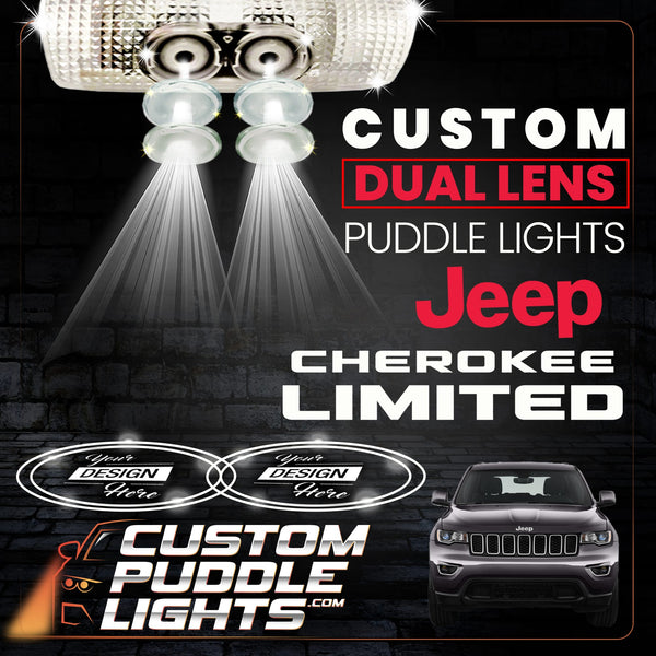 Custom Puddle Lights Custom Dual Lens LED Courtesy Door Projector Puddle Lights for Jeep Cherokee Limited 2014-2023 Custom Design + 1 Pair - 2 Doors