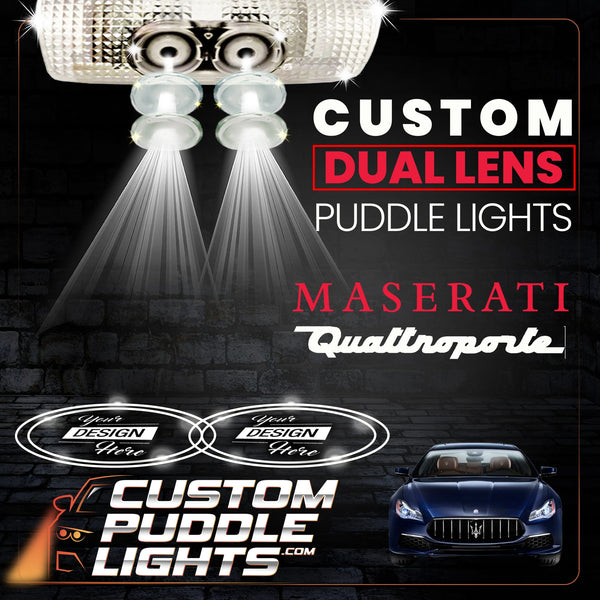 Custom Puddle Lights Custom Dual Lens LED Courtesy Door Projector Puddle Lights for Maserati Quattroporte 2014-2024 Custom Design + 1 Pair - 2 Doors
