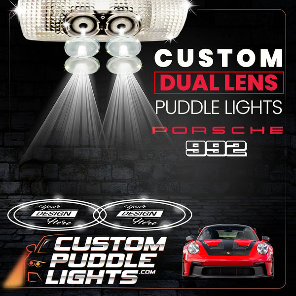 Custom Puddle Lights Custom Dual Lens LED Courtesy Door Projector Puddle Lights for Porsche 992 2021-2026 Custom Design + 1 Pair - 2 Doors